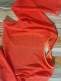 Summer Orange Sexy Long Sleeve Crop Top and Shorts 2PC Set