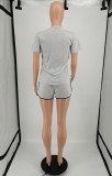 Summer Casual Grey Cartoon Shirt and Shorts 2PC Set