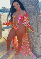 Sexy One-Piece Chains Print Swimwear and Matching Cover-Up 2PC Set