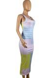 Summer Casual Color Block Stripes Long Tank Dress