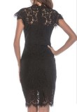 Summer Black Lace Elegant Midi Dress