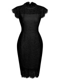 Summer Black Lace Elegant Midi Dress