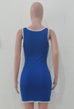 Summer Sexy Dark Blue Hollow Out Fitted Tank Dress