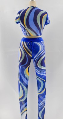 Summer Multicolor Sexy Bodycon Crop Top and Pants Set