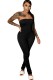 Summer Black Fitted Sexy Strapless Stacked Jumpsuit