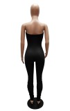 Summer Black Fitted Sexy Strapless Stacked Jumpsuit