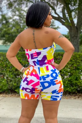 Summer Sexy Print Strapless Bodycon Rompers