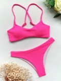 Two-Piece Pink Basic Strap Swimwear