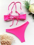 Two-Piece Pink Basic Strap Swimwear