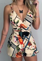 Summer Classic Floral Strap Wrap Rompers