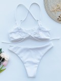Two-Piece White Basic Strap Swimwear
