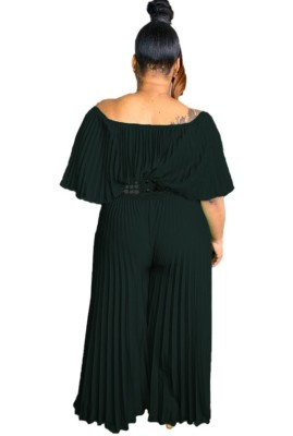 Summer Plus Size Off Shoulder Pleated Formal Jumpsuit