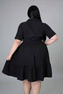 Summer Plus Size Casual Black Skater Dress