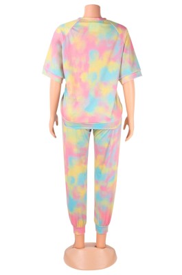Summer Tie Dye Casual Shirt and Pants 2PC Set
