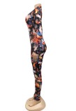 Autumn Party Print Sexy Long Sleeve Bodycon Jumpsuit
