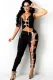 Summer Party Black Sexy Lace Up Sleeveless Bodycon Jumpsuit