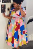 Summer Plus Size Africa Multicolor Decent Skater Dress