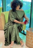 Summer Plus Size Formal Green Slash Shoulder Long Dress