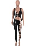 Summer Party Black Sexy Lace Up Sleeveless Bodycon Jumpsuit