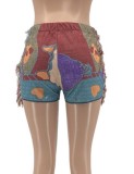Autumn Casual Print Tassels Shorts