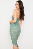 Summer Print Sexy Strapless Ruched Midi Dress