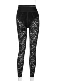 Summer Party Black Lace Sexy Fitted Leggings