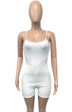 Summer Casual White Knit Strap Bodycon Rompers
