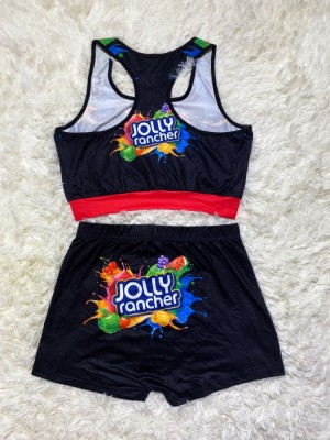 Summer Snack Print Sports Vest and Shorts 2PC Set