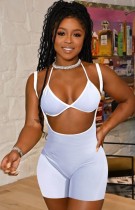Summer Party White Bra and Suspender Shorts Set