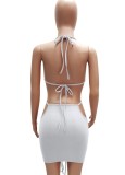 Summer Party White Cut Out Sexy Ruched Bodycon Dress