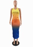 Summer Party Sexy Gradient Sleeveless Bodycon Dress