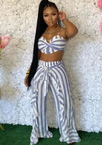 Summer Party Stripes Bra and Matching Pants Set