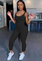 Summer Party Sexy Black Sleeveless Bodycon Jumpsuit