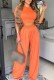 Summer Formal Orange Crop Top and High Waist Loose Pants Set