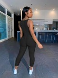 Summer Party Sexy Black Sleeveless Bodycon Jumpsuit