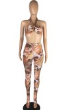 Summer Party Sexy Print Bandeau Top and Pants 2PC Set