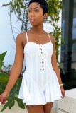 Summer Party White Lace Up Sexy Strap Tutu Dress