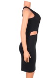 Summer Party Black Sexy Cut Out One Shoulder Mini Bodycon Dress