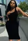 Summer Party Black Sexy Cut Out One Shoulder Tank Dress