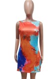 Summer Tie Dye Sleeveless Casual Short Dress