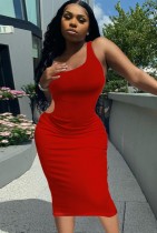 Summer Party Red Sexy Cut Out One Shoulder Tank Dress