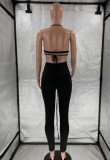 Summer Party Sexy Black Cut Out Halter Bodycon Jumpsuit