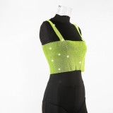 Summer Party Yellow Beaded Sexy Strap Crop Top