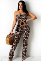 Summer Party Sexy Leopard Strap Bodycon Jumpsuit