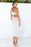 Summer Party White Sexy Cut Out One Shoulder Tank Dress