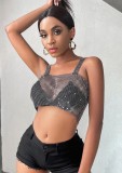 Summer Party White Beaded Sexy Strap Crop Top
