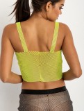 Summer Party Yellow Beaded Sexy Strap Crop Top