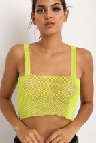 Summer Party Yellow Beaded Sexy Strap Crop Top