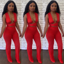 Summer Red Sexy Strings Crop Top and Pants Set