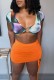 Summer Sexy Keyhole Print Crop Top and Ruched Mini Skirt Set